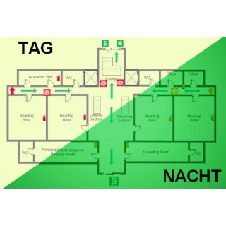 Photolumineszenten Evakuierungsplan und Anweisungen