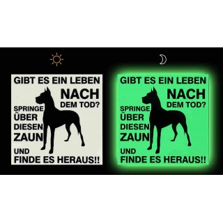 Phosphoreszierendes Schild &laquo;&nbsp;Vorsicht vor dem  Hund&raquo;